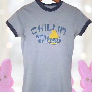 Chillin with my Peeps Graphic Tee, Blue, Size M